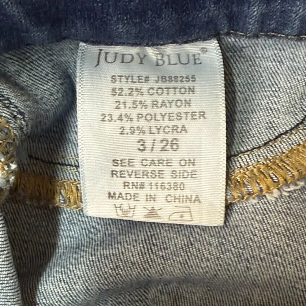 Judy‎ Blue Jeans Womens 3 26 Blue Skinny Fit Distressed Pull On Jegging JB88255